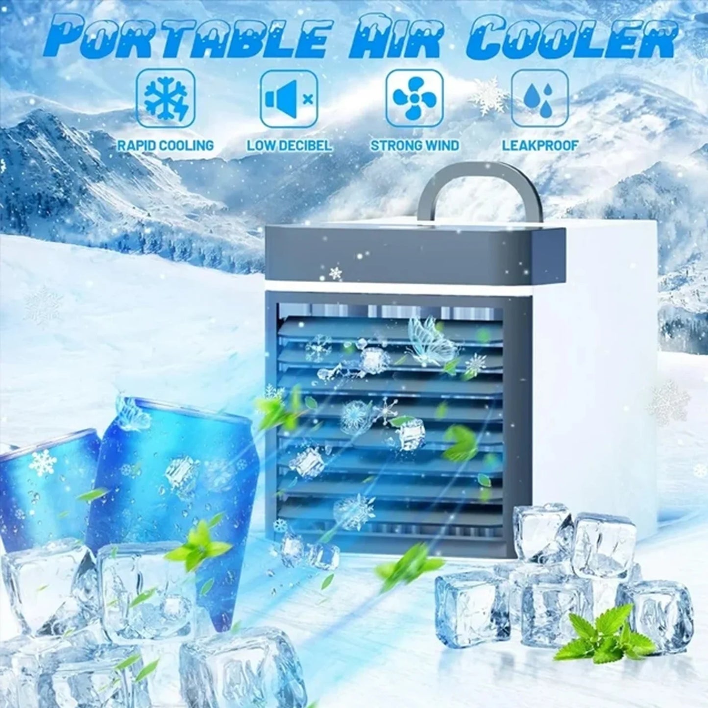 Portable Air Conditioners Fan, Anti-Leakage Water Mini Air Cooler with 3 Speeds, Personal Ice Air Conditioner for Room Desk Office Home Tent