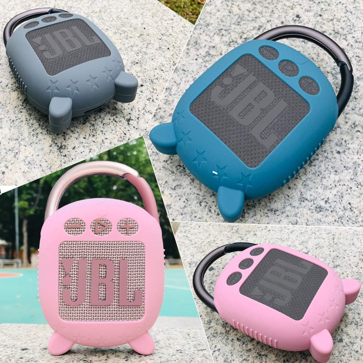 Silicone Cover Case for JBL Clip 4 Portable Bluetooth Speaker, Protective Carrying Case for JBL Clip 4 Portable Bluetooth Speaker Stand up Holder (Blue)