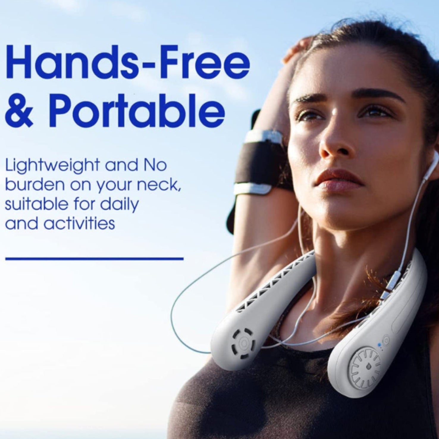 Bladeless Neck Fan, Portable Fan Rechargeable, Personal Fan, Hands Free around the Neck Fan, 3 Speeds 3600Man Battery Operated Wearable Cooling USB Hanging Neck Fan for Office, Travel, Outdoor
