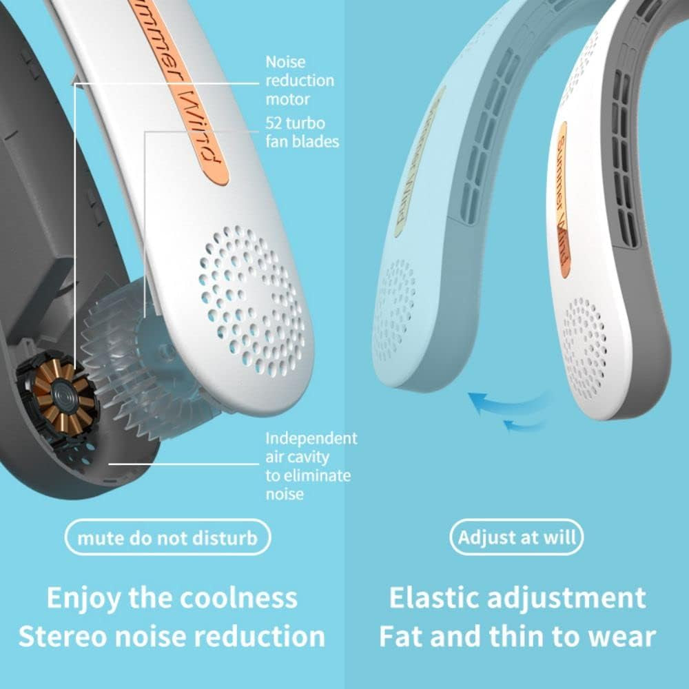 Neck Fans Upgraded Bladeless 4 Turbo USB Rechargeable Portable Fan Hands Free Portable Neck Fan 4000Mah Neck Fans 360°Surrounding Wind Strong Wind Gifts Outdoor Activities Fishing (Pink)