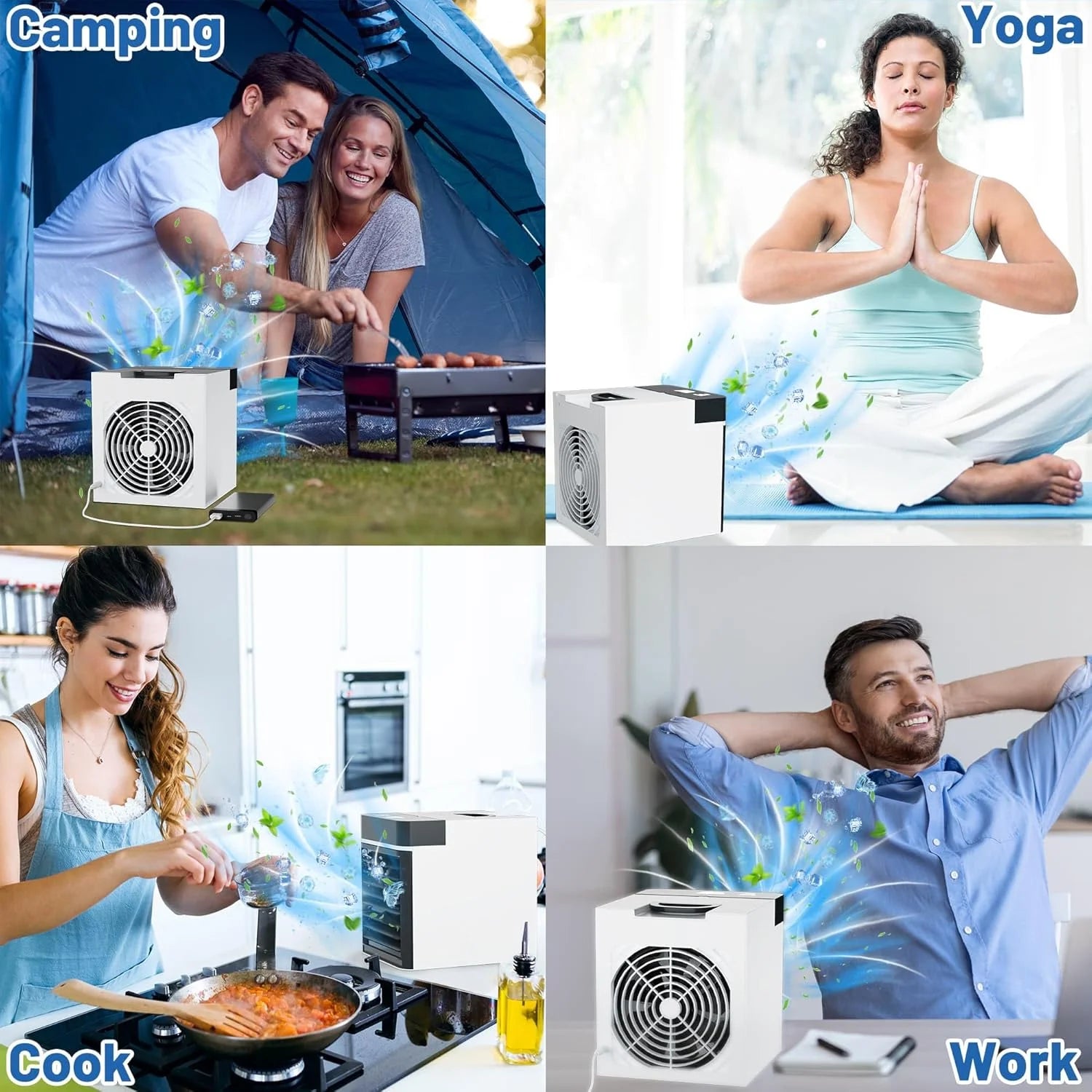 Portable Air Conditioners Fan, Anti-Leakage Water Mini Air Cooler with 3 Speeds, Personal Ice Air Conditioner for Room Desk Office Home Tent